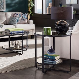Naches Oval End Table with Antique Mirror Top by iNSPIRE Q Modern