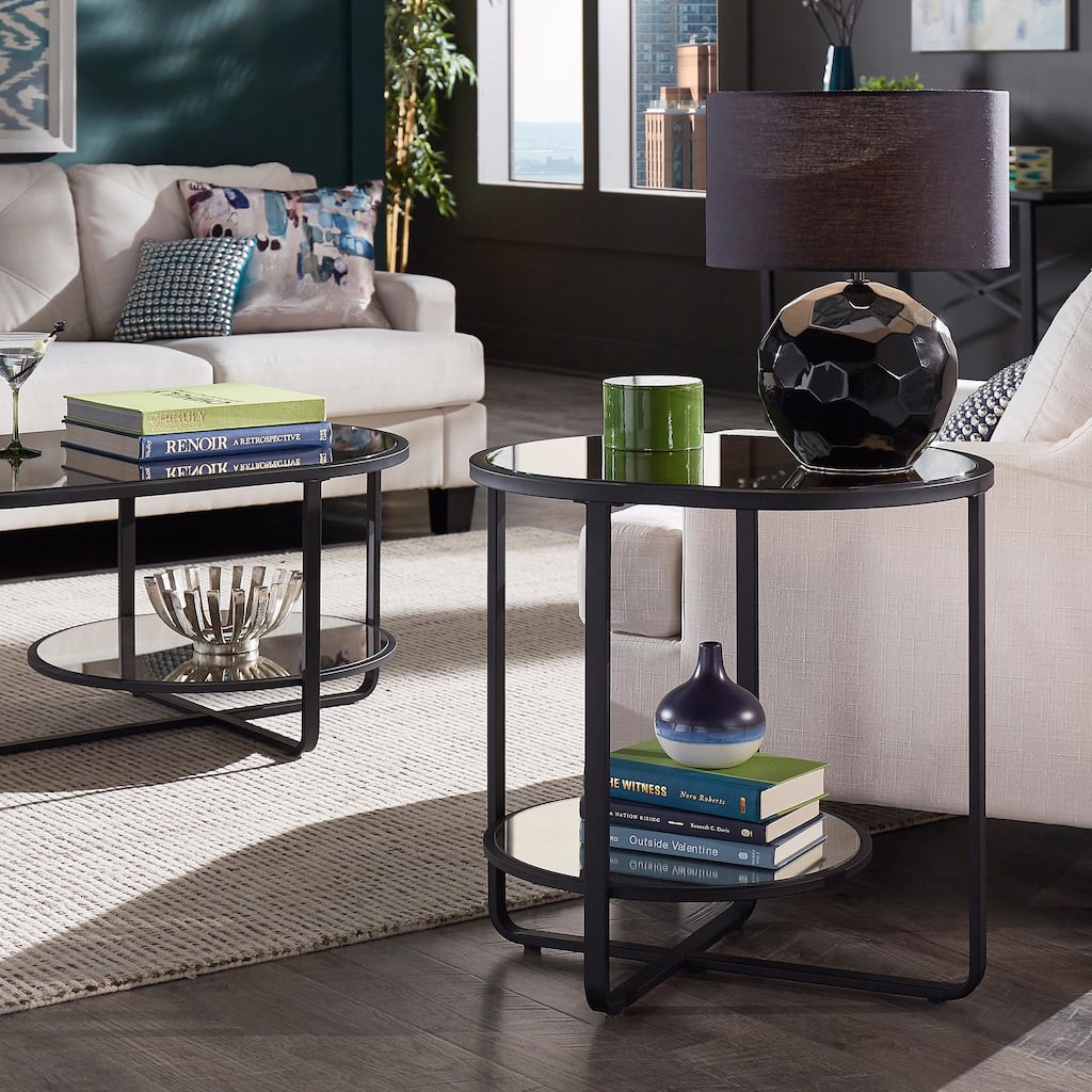 Naches Oval End Table with Antique Mirror Top by iNSPIRE Q Modern