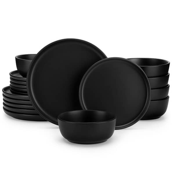 Vancasso PLAYA Kiln-Change Glaze Dinnerware Sets (16/18/24pc) - 18 Piece - Black