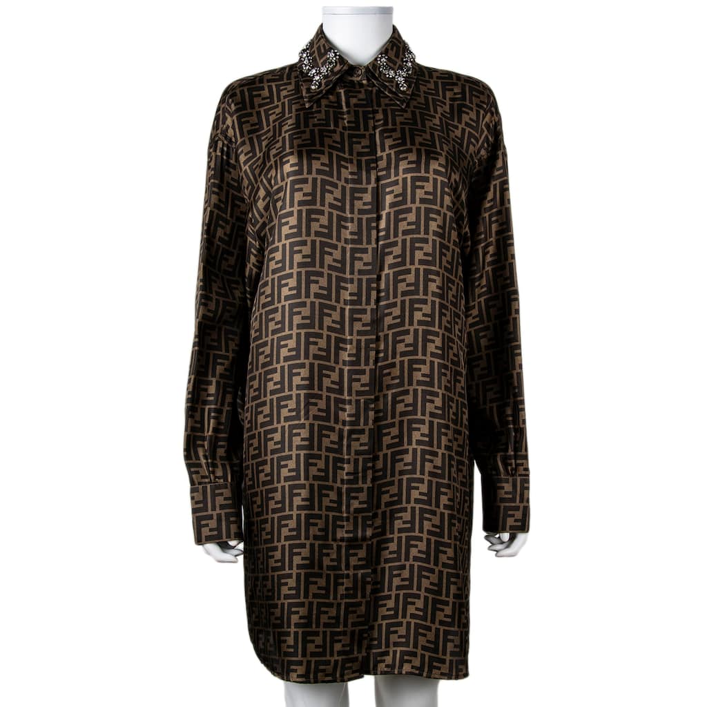 Fendi Twill Shirt Dress - Brown - 40