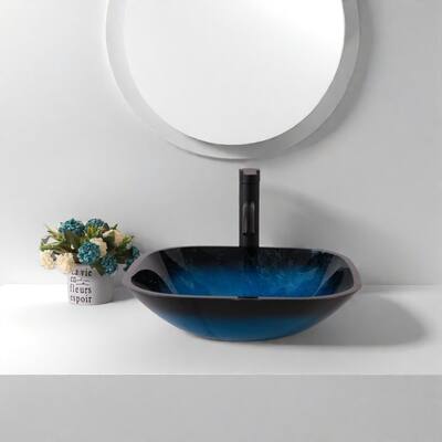 Tempered Glass Bathroom Sink with Faucet