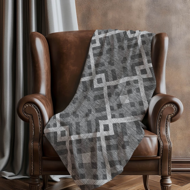 Premium Machine Washable Contemporary Geo Sherpa Throw Blanket