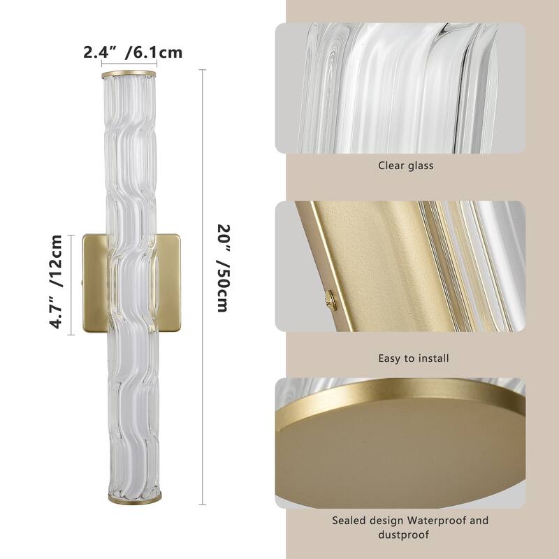 19.7" Gold Bathroom Wall Sconce Set of 2