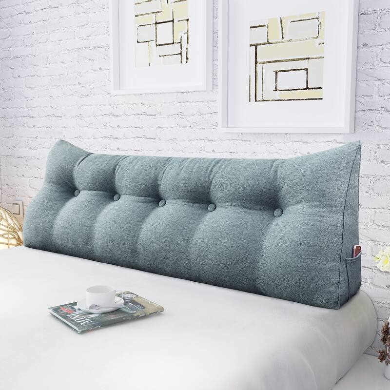 WOWMAX Bed Rest Wedge Reading Pillow Headboard Bolster Cushion Gray - Queen