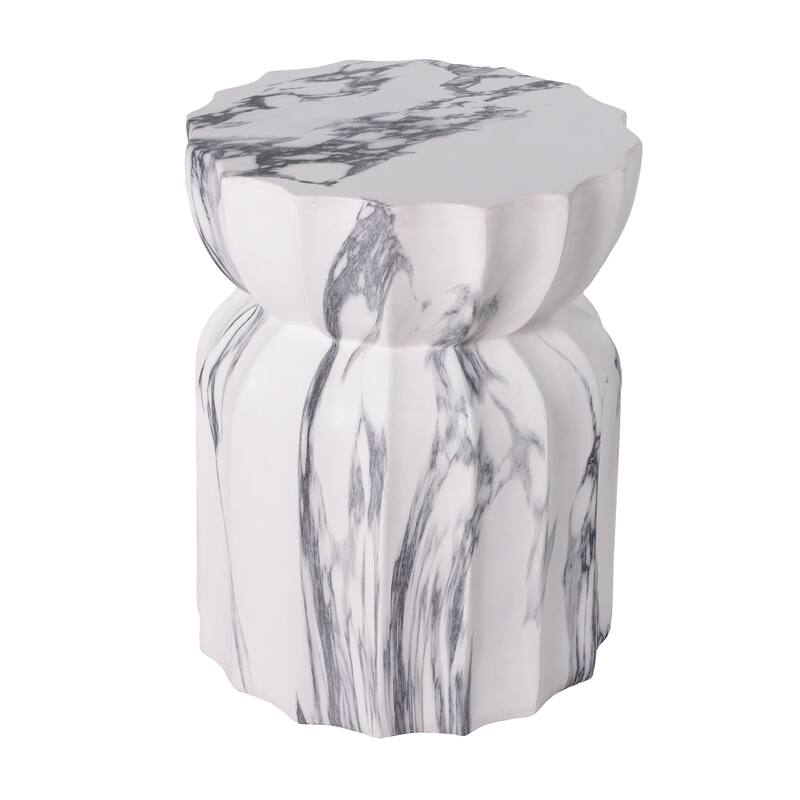 Christopher Knight Home - Modern Outdoor Lightweight Concrete Accent Side Table with Fluted Sculptural Hourglass Design