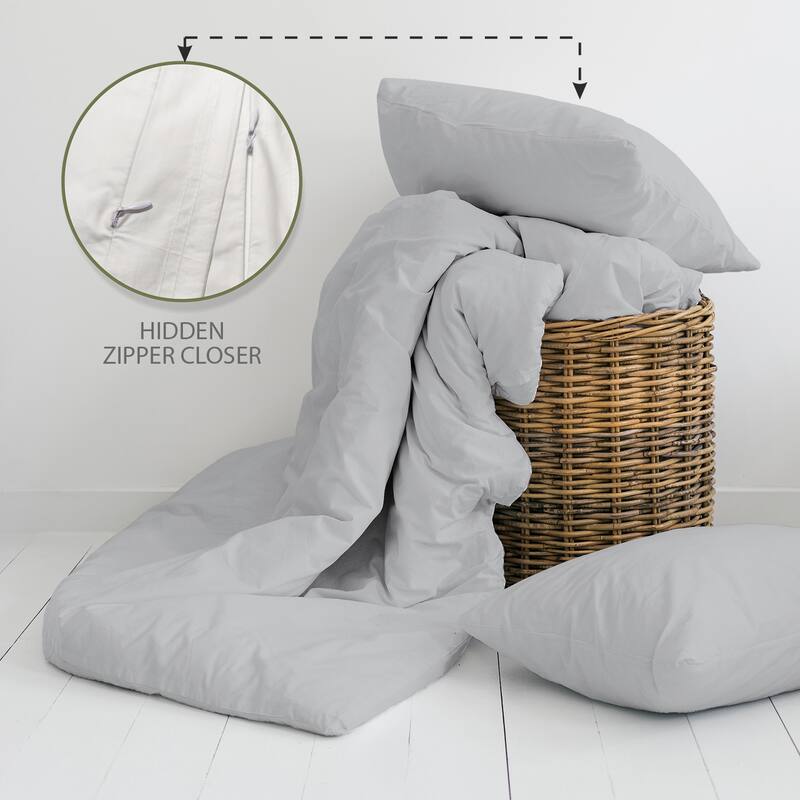 Purity Home Percale 3 Piece Duvet Cover Set