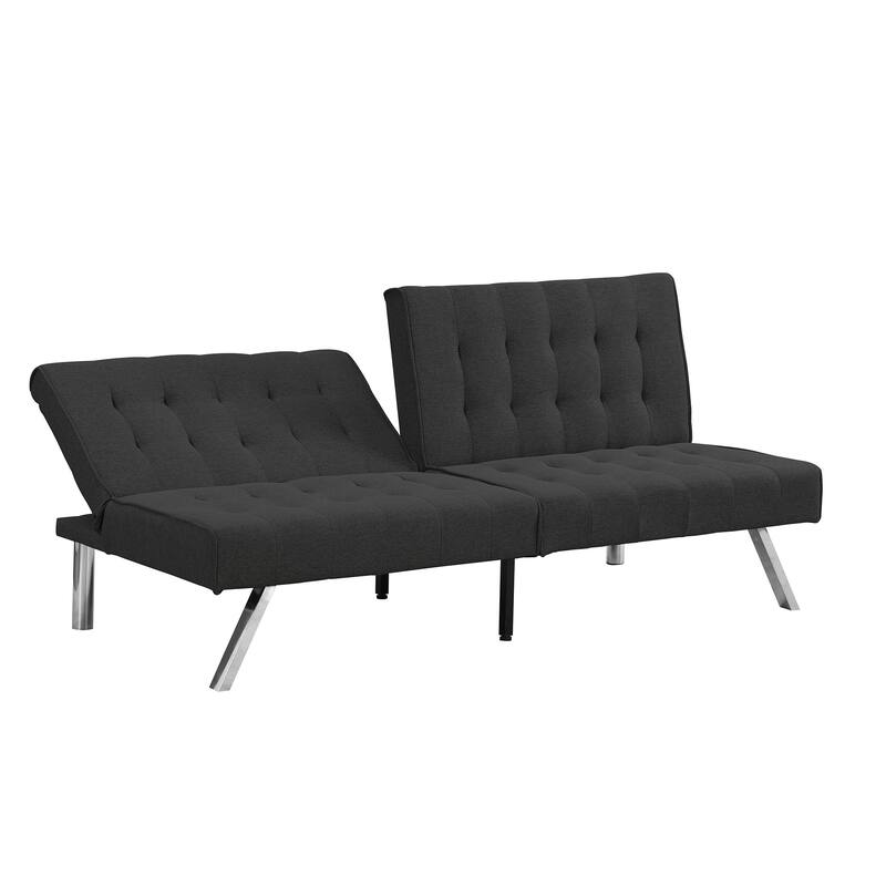 Multifunctional Black Fabric Futon Sofa Bed, 68x33x32 inches
