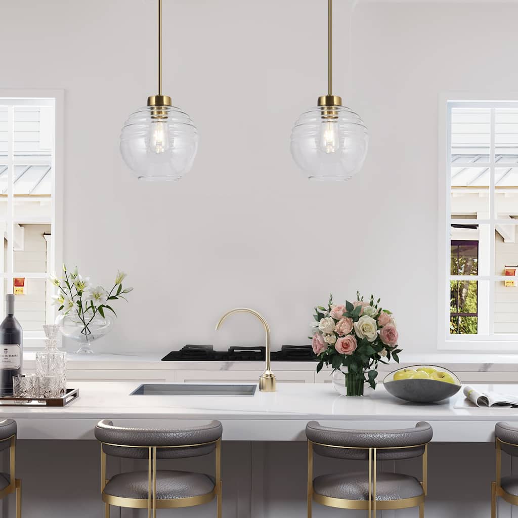 Modern 1-light Chic Glass Globe Pendant Light LED Dimmable Ceiling Lighting for Kithen Island/ hallway - 10.6 inches