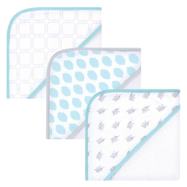 slide 1 of 1, Luvable Friends Baby Unisex Cotton Terry Hooded Towels, Mint Elephant, One Size - Mint Elephant - One Size One Size - Mint Elephant