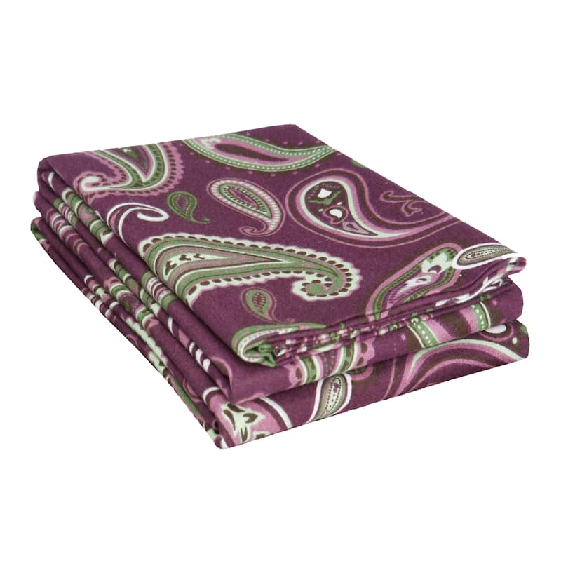 Superior Vintage Floral Paisley Flannel Cotton 2 Piece Pillowcase Set