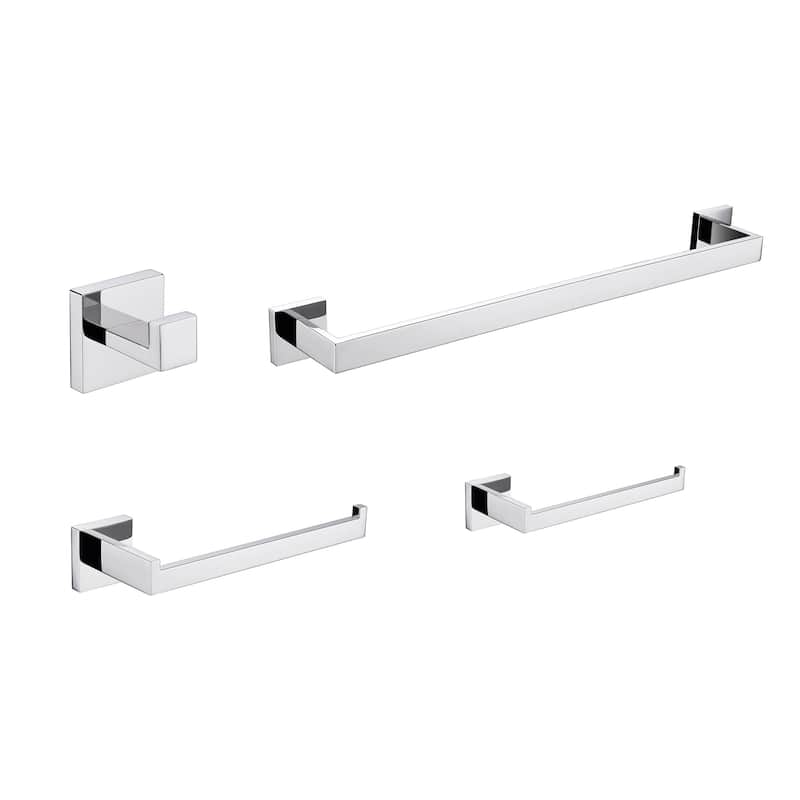 Bagno Lucido 4-Piece Bathroom Accessory Set - N/A - Chrome