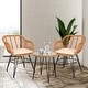 preview thumbnail 2 of 45, 3 Piece Outdoor Wicker Furniture Patio Bistro Set With Cushions for Porch Poolside Garden - 21.2"L x 23.6"W x 31.5"H Beige