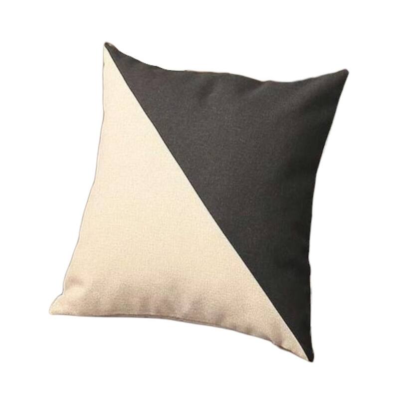 Set of Four 18" Ivory and Black Color Block Fabric Throw Pillows