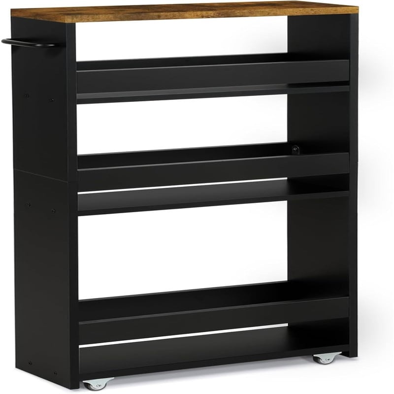 4 Tier Slim Storage Cart with Handle - 5.5"D x 15.5"W x 31.7"H