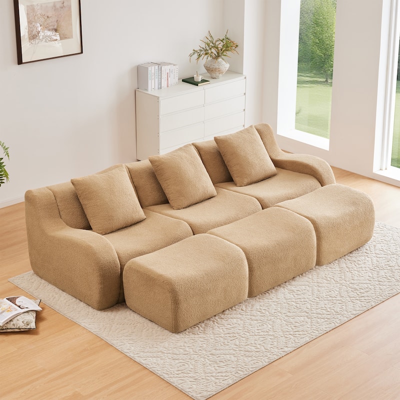 GDF Studio - Fairford 3-Seat Modular Sofa With Curved Armrests & Non-Slip Base
