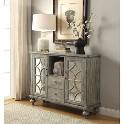 Velika Weathered Finish Console Table w/ 1 Open Compartment Storage