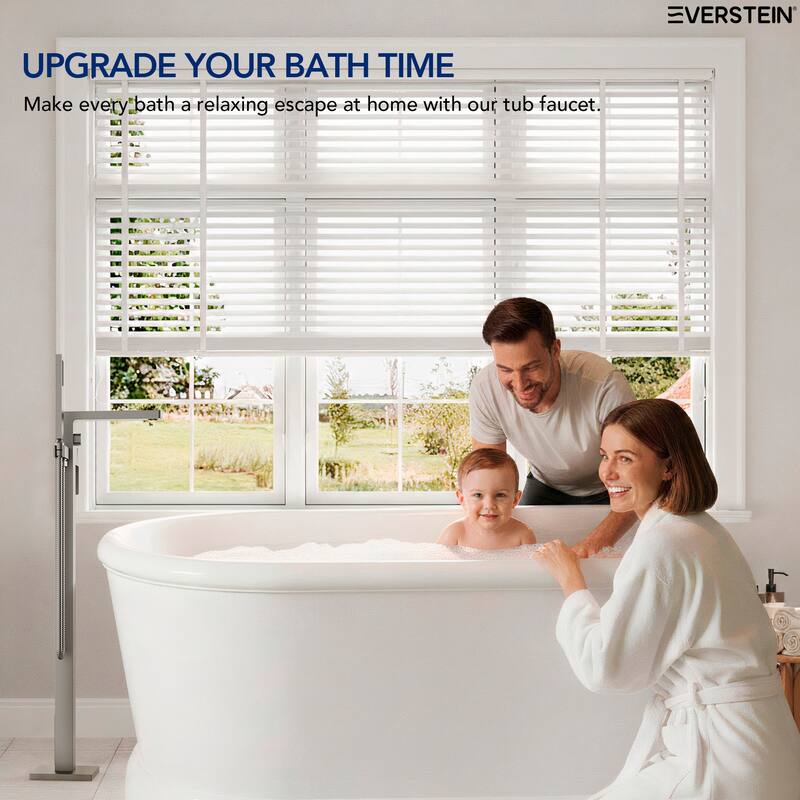 Floor Mount Freestanding Tub Filler with Handshower,Single Handle Bathtub Faucet