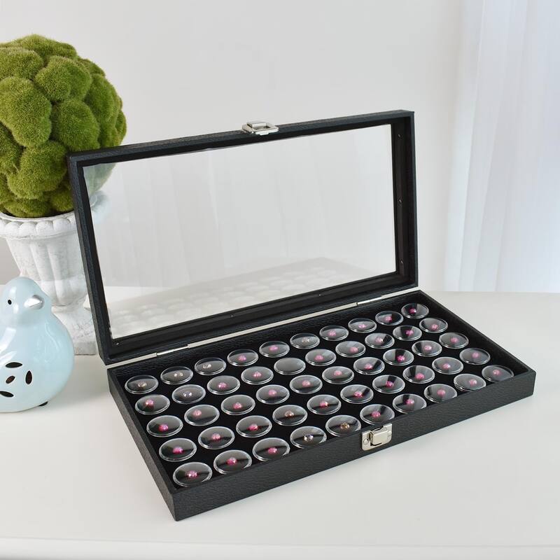 Glass Top Jewelry Display Case with Removable 50 Gem Jars - S