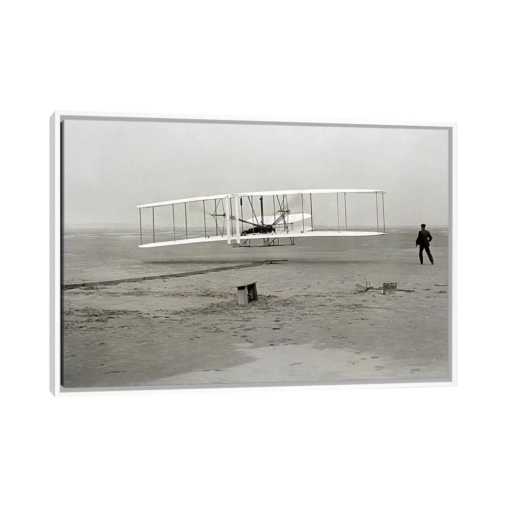 iCanvas "The Wright Brothers - First Flight" by Kitty Hawk Framed Canvas Print