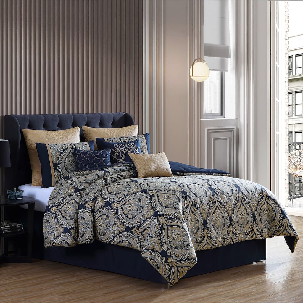 Riverbrook Home Barret Navy Microfiber Comforter Set
