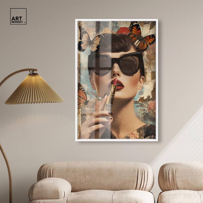 Iconic Lady Butterfly Collage II Shadowbox by Art Remedy