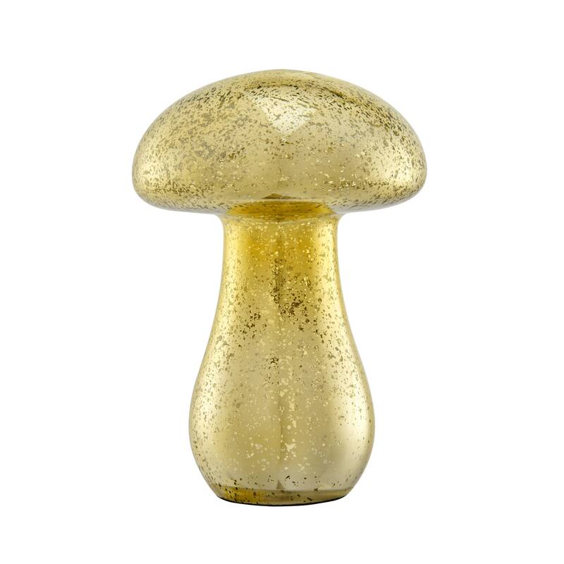 Textured Glass Mushroom Sculpture Figure - 6.75" - Gold