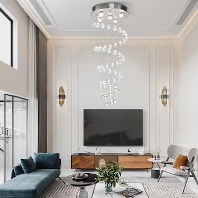 Stylish Spiral Faux Crystal Chandelier Light - 39.3" x 15.7" x 15.7"