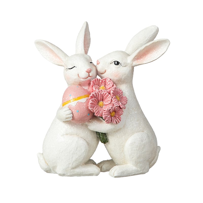Glitzhome Easter Resin Bunny Table Decor Rabbit Figurines Lovely Gifts