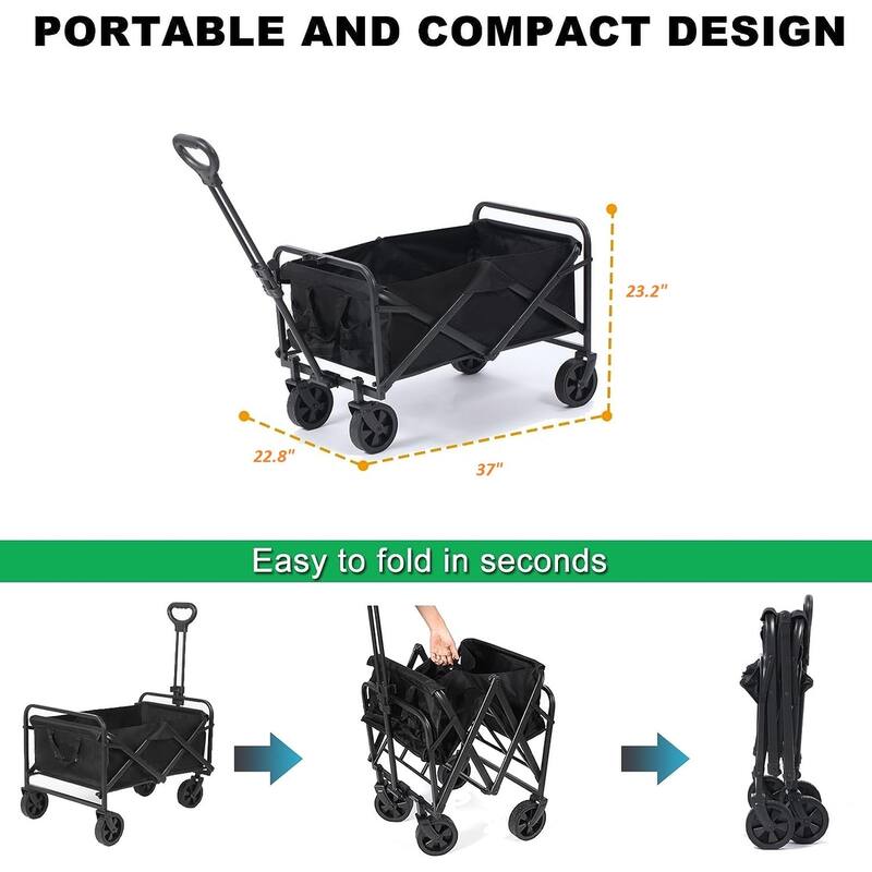ColourTreeUSA 200 lbs. Capacity Folding Collapsible All Terrain Outdoor Portable Utility Wagon Cart