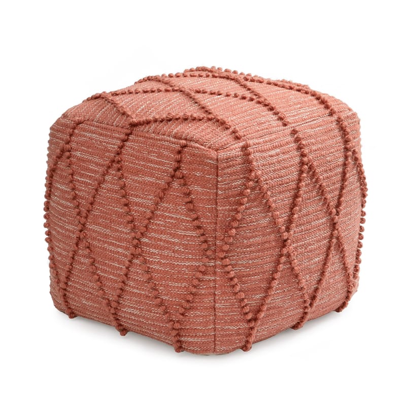 Jani Pouf Ottoman - Cotton-Blend Upholstery with Firm EPP Bead Filling - Footrest or Extra Seating for Living Room