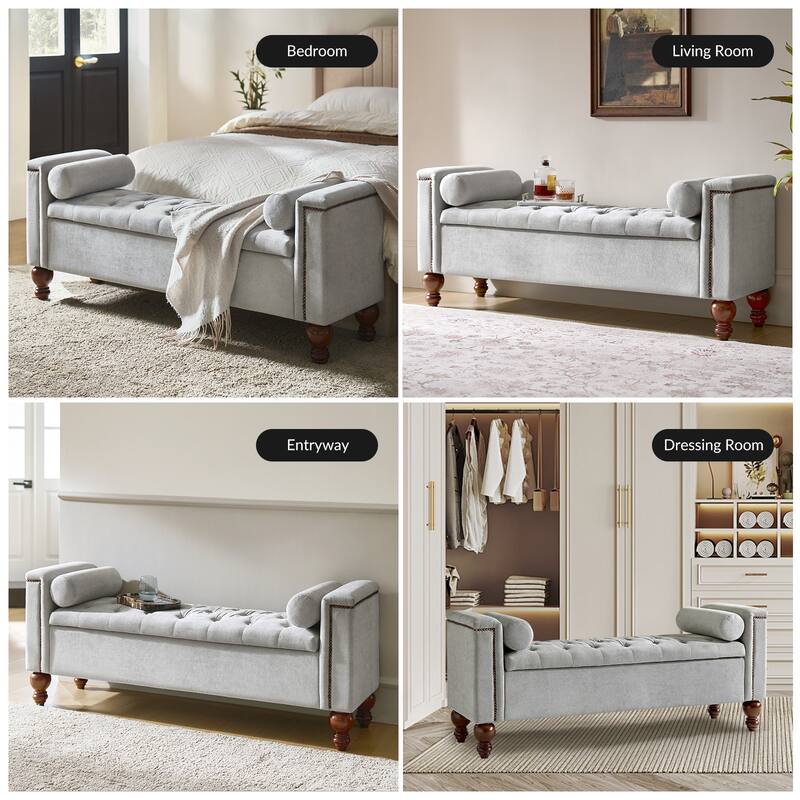 Poncio Storage solid wood legs Bench by HULALA HOME
