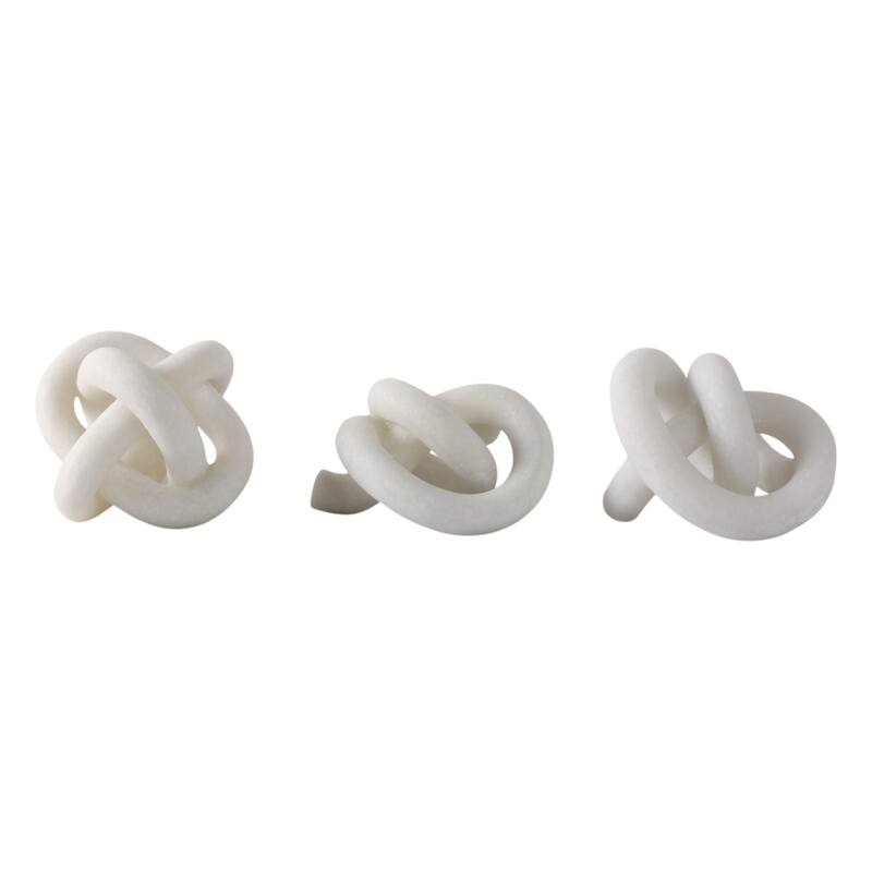 Polyresin Decorative Knot Figurine Home Decor (Set of 3) - 3/4" White - 4.5" x 4" x 3.75"