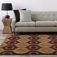 preview thumbnail 1 of 2, Hand-Tufted Ella Geometric Wool Area Rug - 8' Square - 8' Square Red/Orange - 8' Square