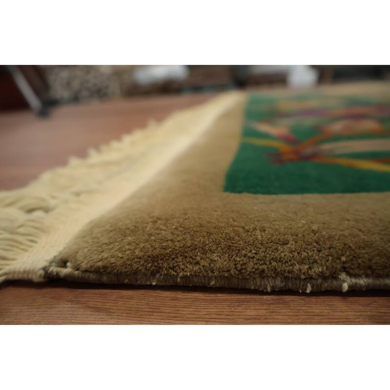 Hand Knotted Oriental 100% Wool Carpet Traditional Floral Brown Art Deco Area Rug - 11' 6'' X 8' 11''