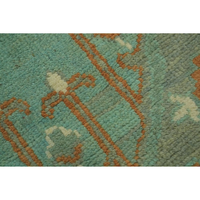 Handmade Wool Oushak Turkish Area Rug, Floral Geometric Carpet - 10' 0'' X 8' 3''