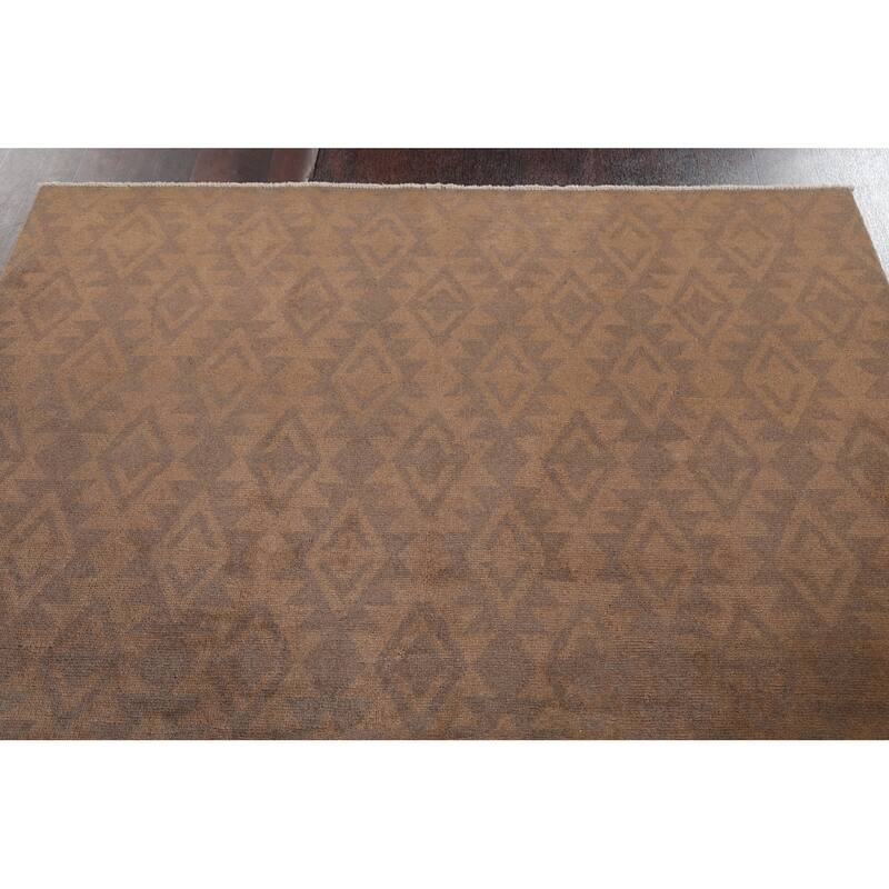 Brown Geometric Gabbeh Kashkoli Oriental Area Rug Handmade Wool Carpet - 5'8" x 7'8"