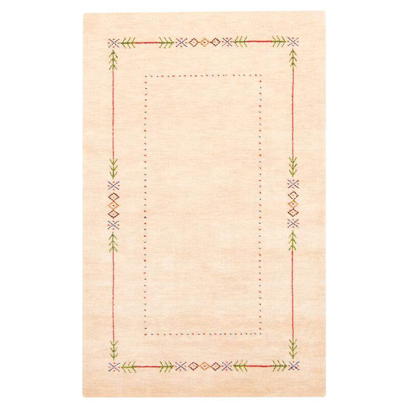 ECARPETGALLERY Hand Loomed Kashkuli Gabbeh Beige Wool Rug - 3'2 x 5'0