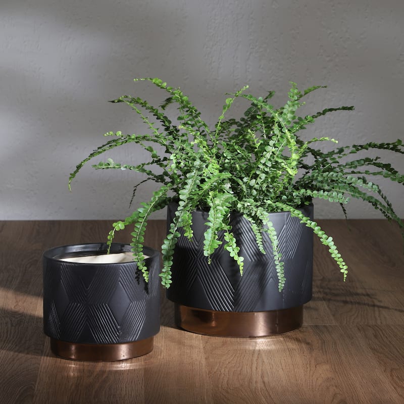 Sagebrook Home Modern Neutral Ceramic Planter Set of 2 - 8"x8"x7"