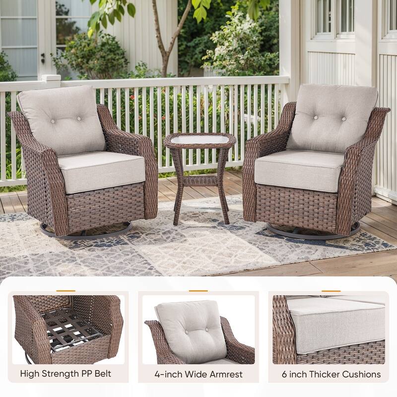 Pocassy Ptio 5 Piece Sofa Swivel Chair with Fire Pit Table