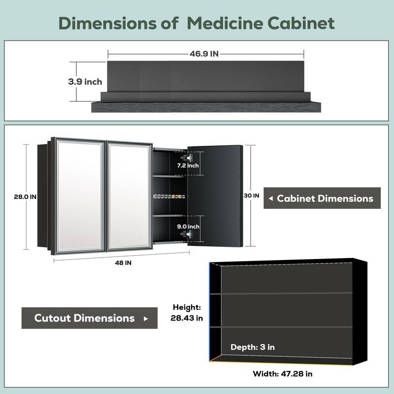 TokeShimi Medicine Cabinets for Bathroom with Mirror, Beveled Framed