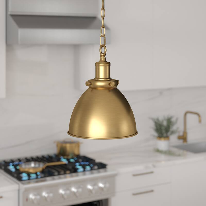 Elodie 8" Wide Pendant with Metal Shade - 8" Wide - Brass