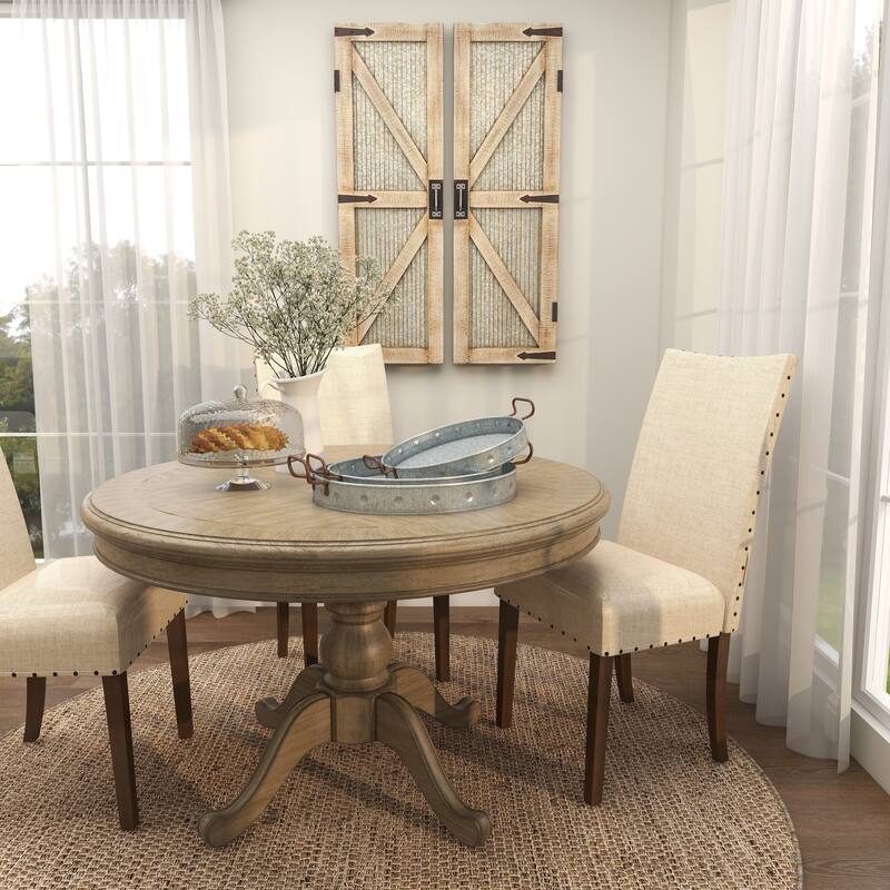 Gray Metal Galvanized Oval Living Room Decor Tray with Rust Handles (Set of 3)