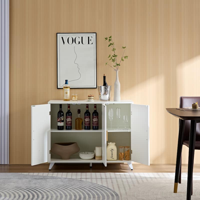 Modern Buffet Cabinet Sideboard with 3 Doors and Removable Shelves