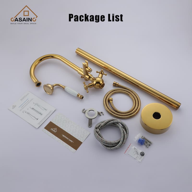 Freestanding 2-Handles Bathtub Faucet with Hand Shower