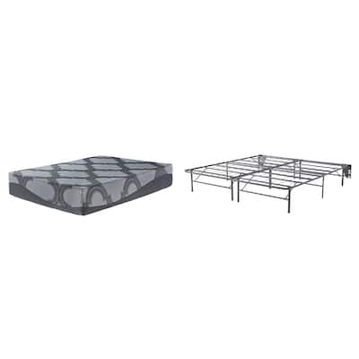 Signature Design by Ashley 12 Inch Ashley Hybrid Gray 2-Piece King Mattress Package