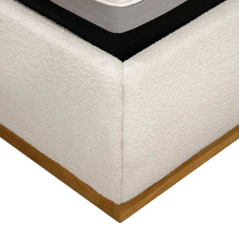 Furniture of America Zevi Modern White Boucle Upholstered Platform Bed