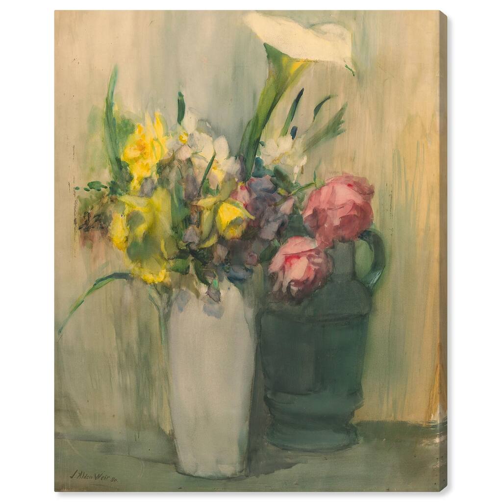 Flowers by Julian Alden Weir Canvas by Art Remedy, Gallery Wrapped