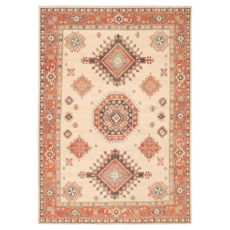 ECARPETGALLERY Hand-knotted Finest Ghazni Ivory Wool Rug - 6'8 x 9'5 - Ivory - 6'8 x 9'5