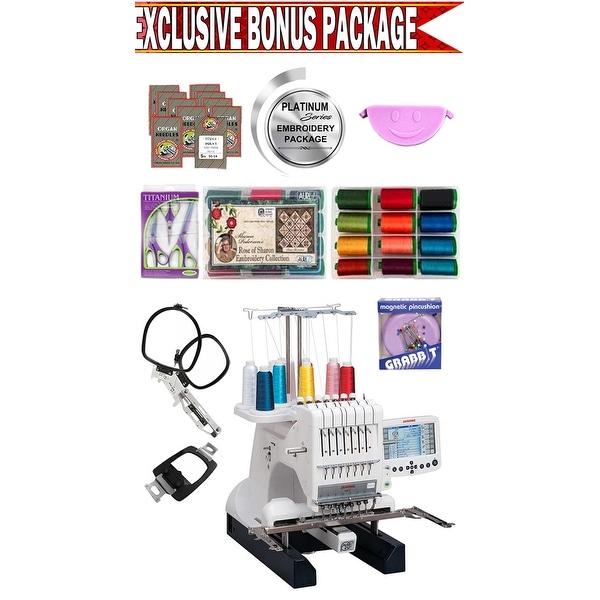 Janome MB-7 Seven-Needle Embroidery Machine w/ Platinum Series Embroidery Package!