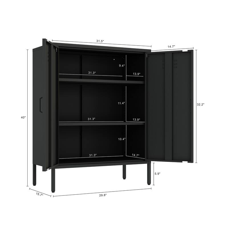 Manhattan Comfort Naomi 2-Piece Metal Storage Cabinets
